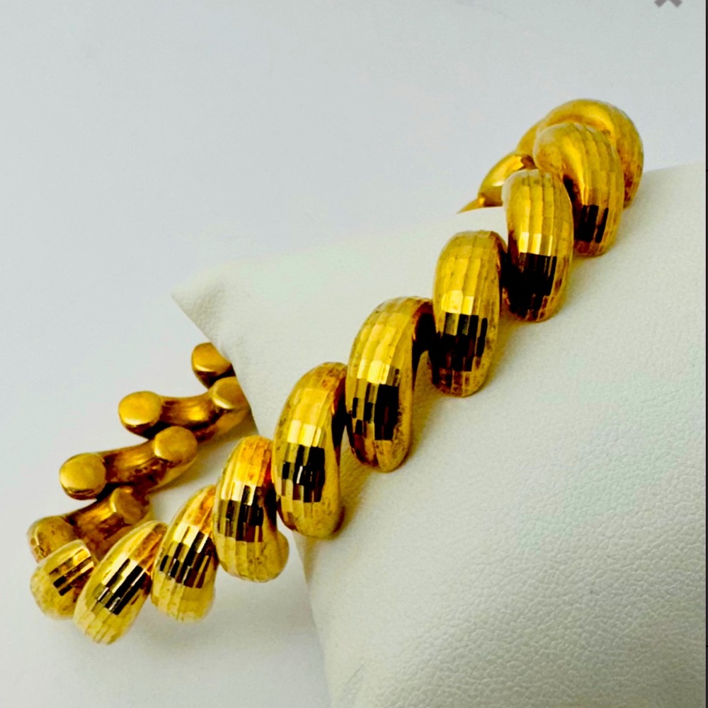 DESIGNER MILOR ITALY GOLD OVER STERLING SILVER CUT LINK BRACELET